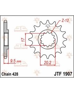 JTF1907.14 FRONT REPLACEMENT SPROCKET / 14 TEETH / 428 PITCH / NATURAL / STEEL